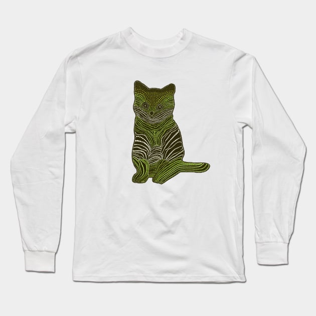 Meow Meow - Lime Green Long Sleeve T-Shirt by Amy Diener